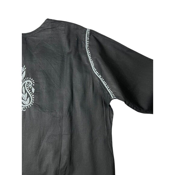Ada Chikankari Hand Embroidered Tunic Top  Size XL  NWT  Black & Gray  Ethnic - Picture 4 of 13